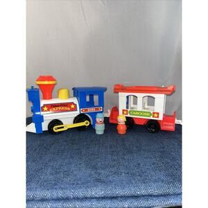 1980s Fisher Price Express Train #2581 Engine & Caboose Engineer & Girl Figure